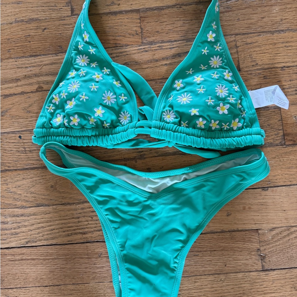 CupShe Floral Teal Bikini